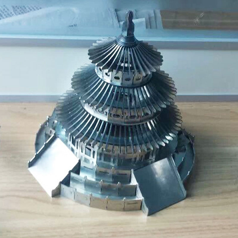 Laser engraving tower statue